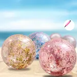 1PC PVC充氣球 沙灘球 透明氣球 彩色亮片球