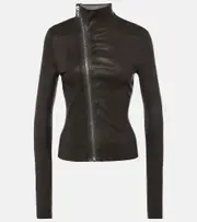 [Rick Owens] Rick Owens Gary leather and cotton jacket AU 16 brown
