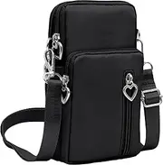 Narunii Sports Armband Jogging Arm Bag Chest Pocket Mobile Phone Case with Shoulder Strap for iPhone 15/14/13, Galaxy (Black - S2)