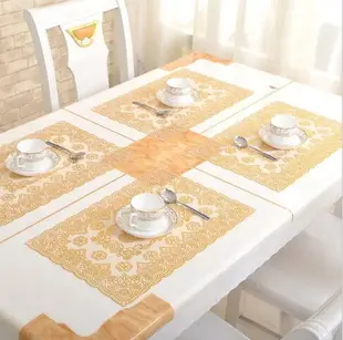 歐式長方形臺布茶機墊客廳桌墊防水防燙燙金茶幾pvc餐桌布厚防水