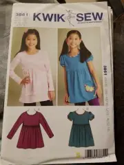 Kwik Sew 3861 XS-XL 4-14 girls dress shirt