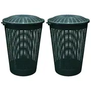 2x Home Leisure Linen Hamper 62L Grey Laundry Cleaning Home Organisation
