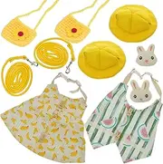 FIXOSHEE 2Sets Bunny Costume with Leash and Bag Adorable Pet Dress Up Clothes for Rabbits and Pets Includes Hats Clothes Leashes Bunny Accessories for Outdoor