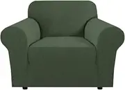 Smarcute Stretch Sofa Slipcover 1-Piece Sofa Cover Furniture Protector Couch Soft with Elastic Bottom for Kids, Polyester Spandex Jacquard Fabric Machine Washable(1 Seater, Bronze Green)
