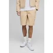 Mens Ecru Relaxed Fit Twill Worker Short