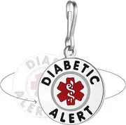 Divoti Stainless Steel Double-Sided Diabetic Alert Tag with Zipper Pull - Diabetic Alert