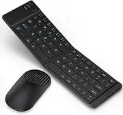 Foldable Keyboard and Mouse Combo, Wireless Keyboard and Mouse Set, Portable Travel Keyboard for Tablet Smartphone Laptop, Compatible with Mac/iOS Windows Android System-3 Bluetooth Channels