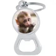 Baby Monkey Bottle Opener Keychain - Metal Beer Bar Tool Key Ring