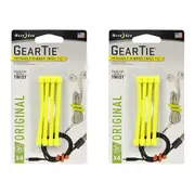 8pc Nite Ize 3in Rubber Gear Tie Reusable Wire Twist Cable Organiser Pack Yellow