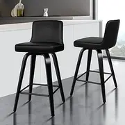 [ALFORDSON] Bar Stools 2Pcs Swivel Counter Stool 65cm Seat Height Kitchen Dining Chair Bar Chair with Footrest and Adjustable Leg levelers for Home Bar Dining Room