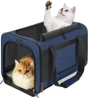 Dog Cat Carrier Soft Crates with Pad Up to 20lbs Softsided Pet Car Travel Kennel