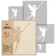 5x reusable PLASTIC Stencils / 13.4" to 3.5" / Nursery KIDS Template / FAIRIES