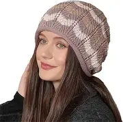 [HAMKVBPR] Women's Knitted Hat Knitted Splicing Pullover Hat Big Stacked Cap Warm Knitted Cap for Cold Weather