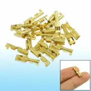 A● 20 x Gold Tone Female Spade Crimp Terminals 2.8mm Wiring Connectors