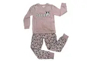 Girls Sizes 8-14 Pink Sleepy French Dog Pyjamas Long Set PJS (3108)