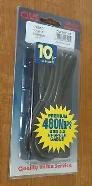 NEW: QVS USB 2.0 (10 Ft, 3.04M) Cable, "A" to "A" Extension (FREE Shipping)