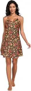 [FRODOTGV] Women's Nightgowns spaghettis Strap Loungewear Nightshirts Beauty Raspberries Dark Sleeveless Sleepdress for Women S