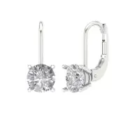 2Ct Moissanite - Round Cut VVS1 - Gold Drop Dangle Luxury Earrings Screw-Back