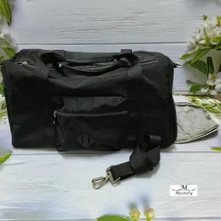 【Misstery】旅行袋多功能休閒旅遊側背包旅行袋-黑(防潑水面料)