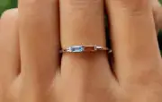 Citrine And Aquamarine Baguette 925 Sterling Silver Birthstone Astro making Ring