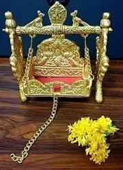 Metal Laddu Gopal Ji Swing Palana Krishna Jhula, Standard Size, Golden US