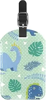 [WOSHJIUK] Luggage Tags,2 Pack Labels Suitcase Tags,Jungle and Dinosaur Leaves,Luggage Tags Privacy Protection Travel Bag Tag