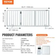 Freestanding Dog Gate 24 Inch High 60 Inch For Wide Foldable Pet Barrier for