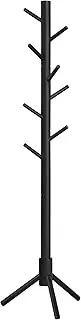 VASAGLE Solid Wood Coat Rack, Free Standing Tree-Shaped Coat Rack with 8 Hooks, 3 Height Options, for Clothes, Hats, Bags, Living Room, Bedroom, Home Office, Black URCR04BK