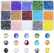 Mandala Crafts Bicone Crystal Beads for Jewelry Making – Faceted Bicone Crystal Glass Beads for Jewelry Making Crafts Beading (15 Assorted AB Colors, 3mm Bicone)