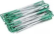 50PCs Green Garden Nails U Shape Lawn Tent Fence Pins Pegs