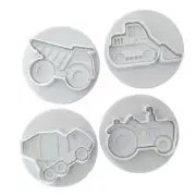 4Pcs/set Tank Truck Bulldozer Tractor Cookie Fondant SugarCraft Plunger Cutter
