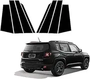 LUMIXE for Jeep, Renegade 2015-2020 Carbon Fiber Polished Pillar Posts 8PCS Window Trim Cover BC Column Sticker Auto Window Pillar Molding