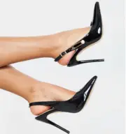 Womens Pumps Stiletto High Heels Buckle Strap Slingbacks Pointy Toe Dress Shoes