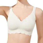 [SHEKINI] Women's Bra Without Underwire, Push Up, Bra Large Breasts Strong Hold, Seamless Bra, Lace Soft Bra Without Underwire, V-Neck Bra, Minimiser Bra