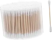 NAMOARLY 500pcs Cotton Swabs Double Headed for Ear Cleaning Wooden Stick for Safe Use
