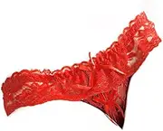 [Bigood] Women Lace Brim Open Crotch Cotton Underwear Briefs G-String Thong