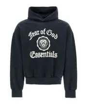 Fear Of God Essentials Logo Printed Long-Sleeved Hoodie XL Black