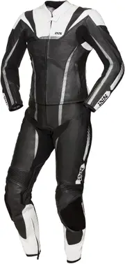 IXS Sport LD RS-1000 Two Piece Ladies Motorcycle Leather Suit, black-white, Size 42 for Women Black White