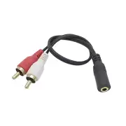 3.5mm 1/8" Female Mini Jack To 2 Male RCA Plug Adapter Convertor Audio Y Cable F