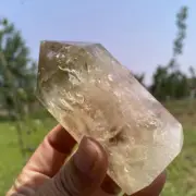 230g Natural yellow crystal Obelisk Carved Quartz Crystal Wand Point