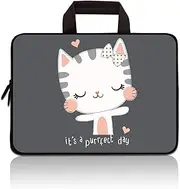 14 14.1" 14.2" 15" 15.4" 15.6" inch Inch Laptop Sleeve Case Protective Bag with Outside Handle,Ultrabook Notebook Carrying Case Handbag Compatible with Dell Toshiba HP Chromebook(Cute Cat)