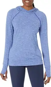 Amazon Essentials Womens Brushed Tech Stretch Popover Hoodie Blue Space Dye - L