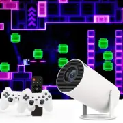 Game Projector and 2 Retro Gaming Consoles, Mini Projector with Wifi and Blue...