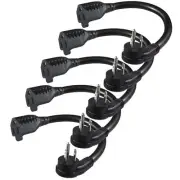5 Pack Flat Plug Short Power Extension Cord - 6inch Black Low Profile Flat He...