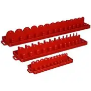 IIT 71305 3pc SAE Socket Tray Organizer Set- 1/4" 3/8" 1/2" Drive - Red