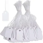 200 Pcs White Price Tags With String - Display Labels for Product Jewelry Clothing, 24 * 15mm - Writable Marking Strung Tags