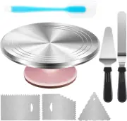 Aluminum Alloy Revolving Cake Stand, Cake Decorating Kit with 12" Cake Turntable