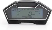 Universal LCD Motorcycle Racing Speedometer Odometer Fuel Gauge DIY Speedo Meter Instrument 199 Kph Oil Water Temperature Show Motorcycle Trip Meter(Speedometer only)