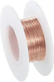 uxcell 164 Feet 99.9% Solid Bare Copper Wire, 32 Gauge Pure Copper Wire 0.2mm Soft Beading Wire Metal Plant Stem Ties for Jewelry Craft (50m)