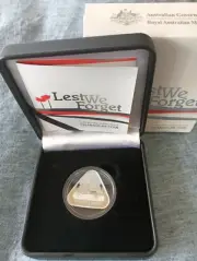 2014 $5 Anzac Lest We Forget Triangular Silver Proof Coin FREE REGISTERED POST